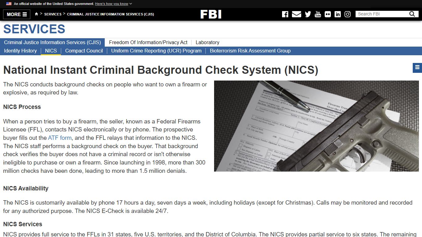 National Instant Criminal Background Check System (NICS) — FBI