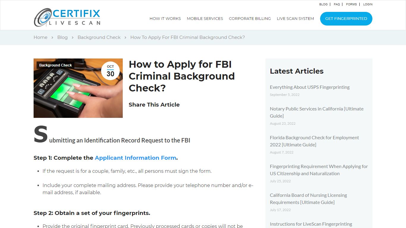 How to Apply for FBI Criminal Background Check? - Certifix Live Scan Blog